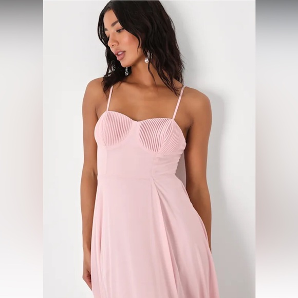 NWT Lulus Cause for Commotion Light Pink Pleated Bustier Maxi Dress Feminine XS - Picture 4 of 7